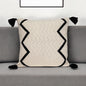 20" x 20" Black and Cream Zigzag Pattern Square Accent Throw Pillow with Tassel