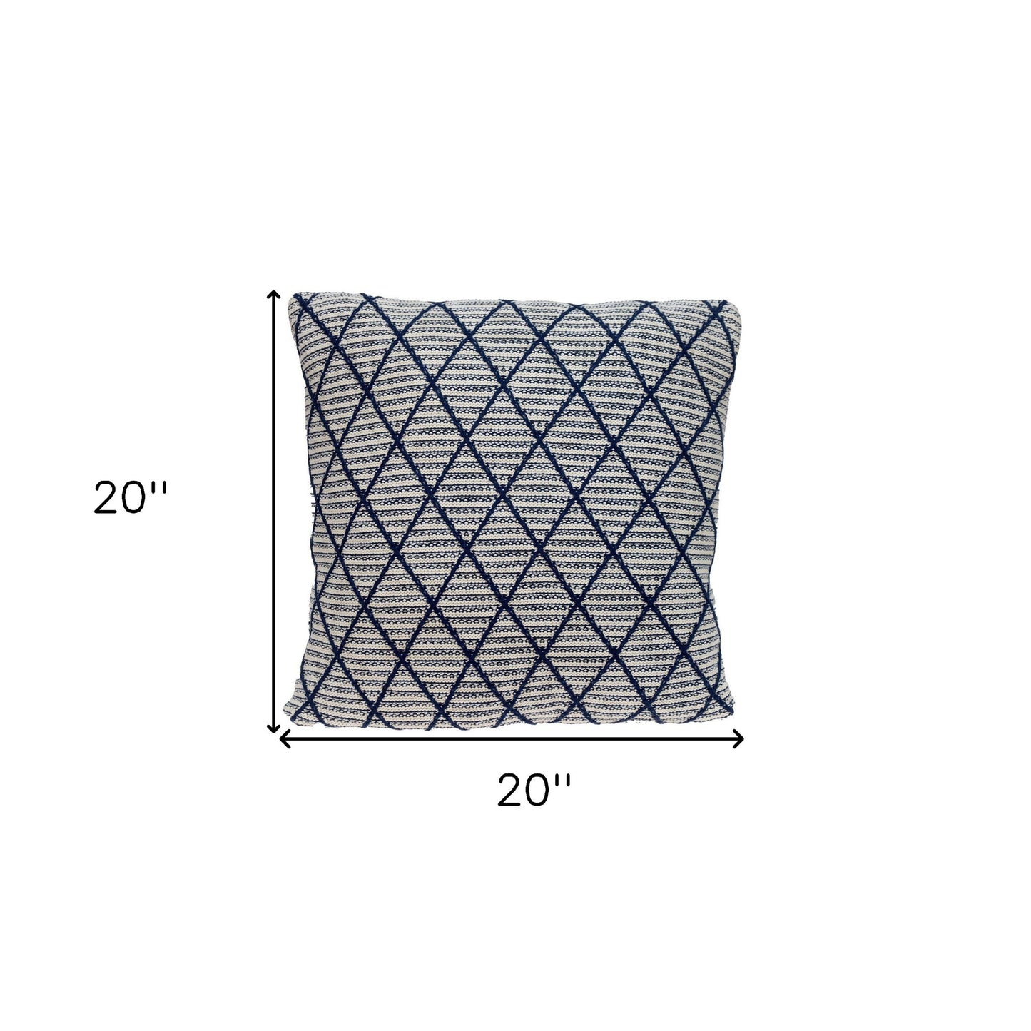 20" x 20" Blue Argyle Transitional Accent Throw Pillow