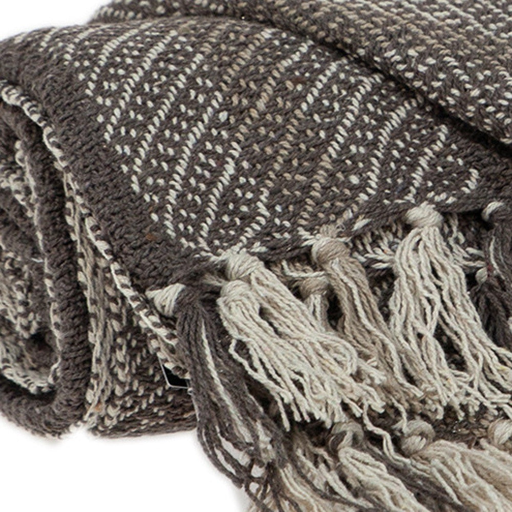 Brown and Taupe Striped Woven Handloom Throw