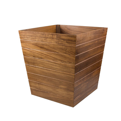 21" Brown Solid Teak Wood Indoor Outdoor Square Planter Box