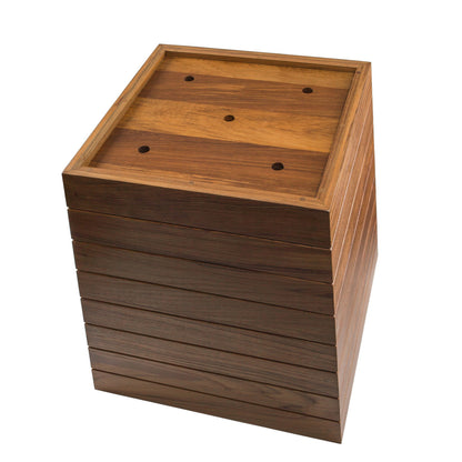 21" Brown Solid Teak Wood Indoor Outdoor Square Planter Box