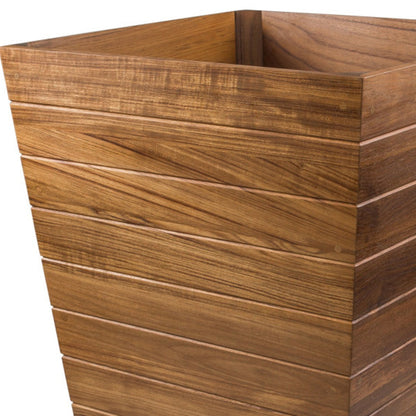 21" Brown Solid Teak Wood Indoor Outdoor Square Planter Box