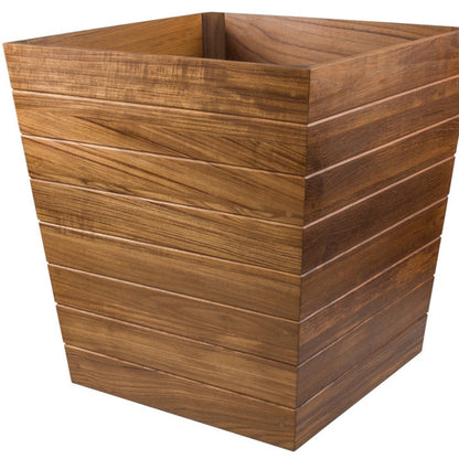 21" Brown Solid Teak Wood Indoor Outdoor Square Planter Box