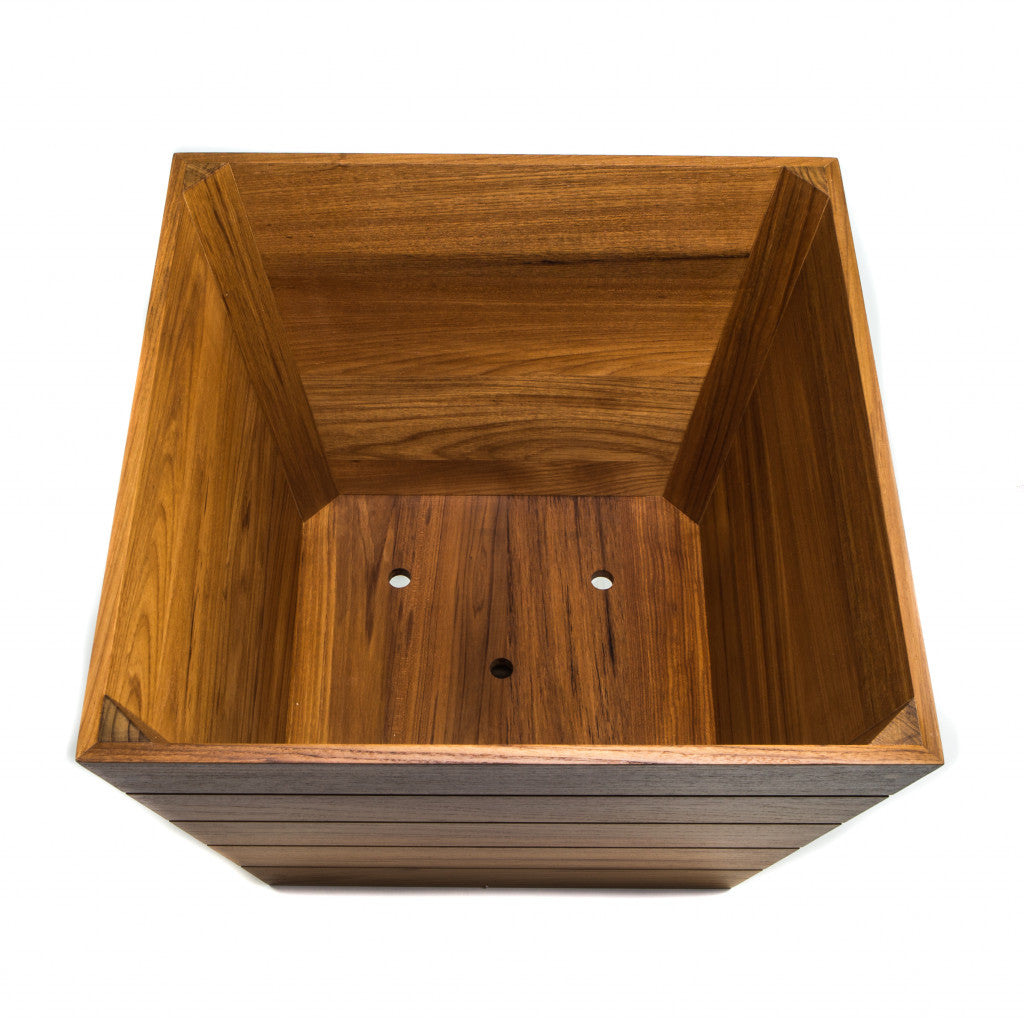 19" Brown Wood Indoor Outdoor Square Planter Box