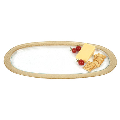 16" Gold Oval Glass Handmade Serving Tray