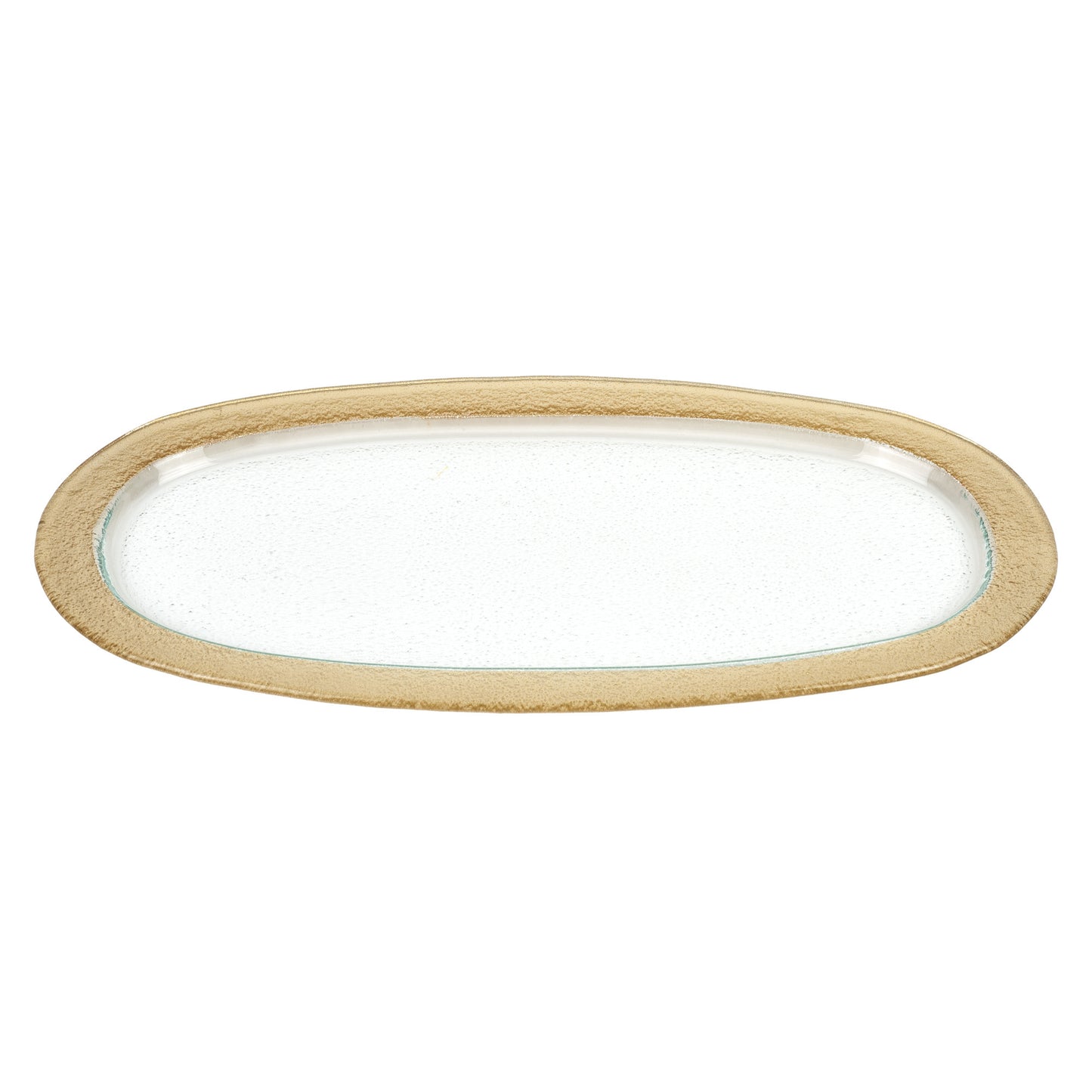 16" Gold Oval Glass Handmade Serving Tray