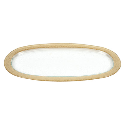 16" Gold Oval Glass Handmade Serving Tray