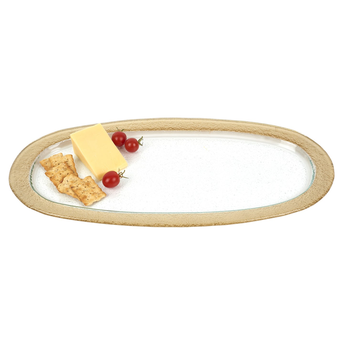 16" Gold Oval Glass Handmade Serving Tray