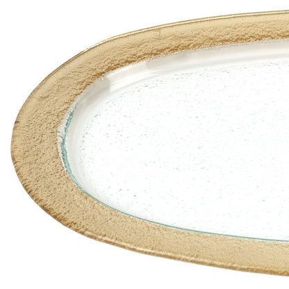 16" Gold Oval Glass Handmade Serving Tray