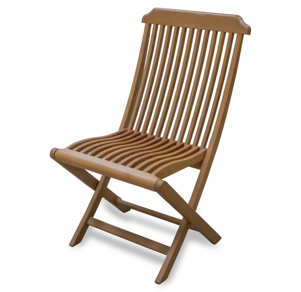 24" Brown Solid Wood Indoor Outdoor Deck Chair