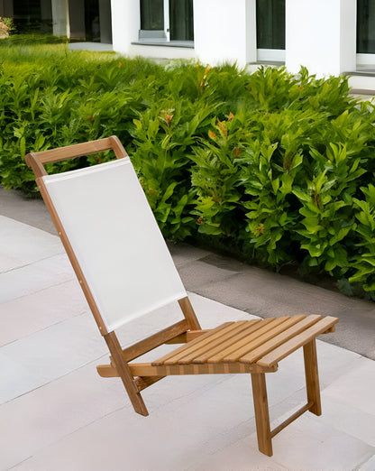 15" Brown and Natural Wood Solid Wood Outdoor Deck Chair