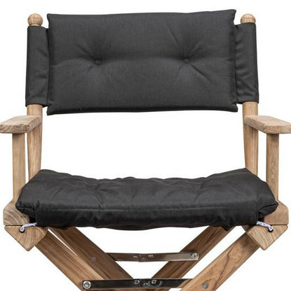 23" Black and Brown Solid Wood Indoor Outdoor Director Chair with Black Cushion