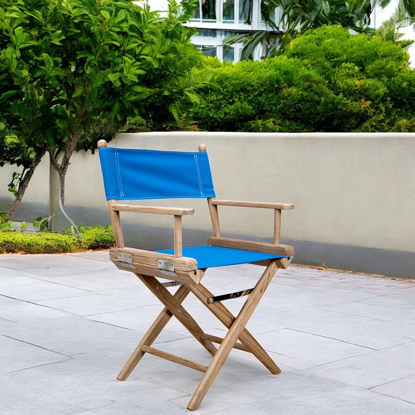 Blue And Brown Solid Wood Director Chair