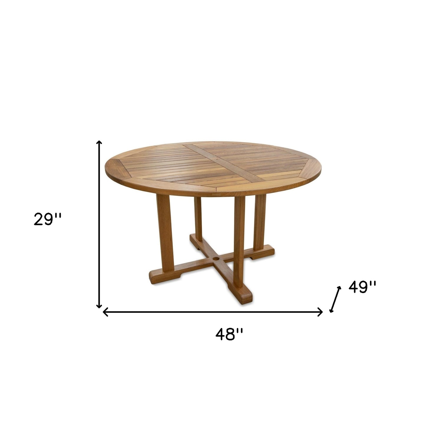 48" Brown Round Solid Teak Wood Dining Table