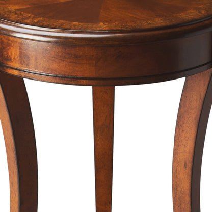 26" Brown Wood And Wood Round End Table With Shelf