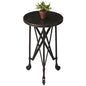 23" Black Industrial Rolling Round End Table