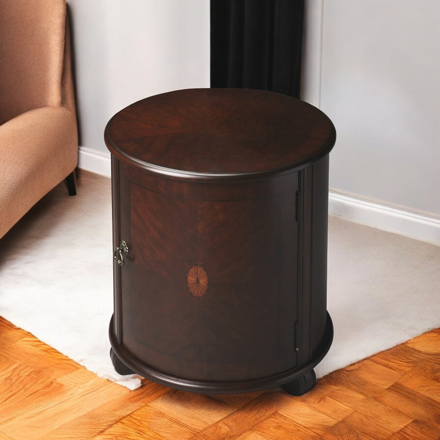 24" Dark Brown Round End Table