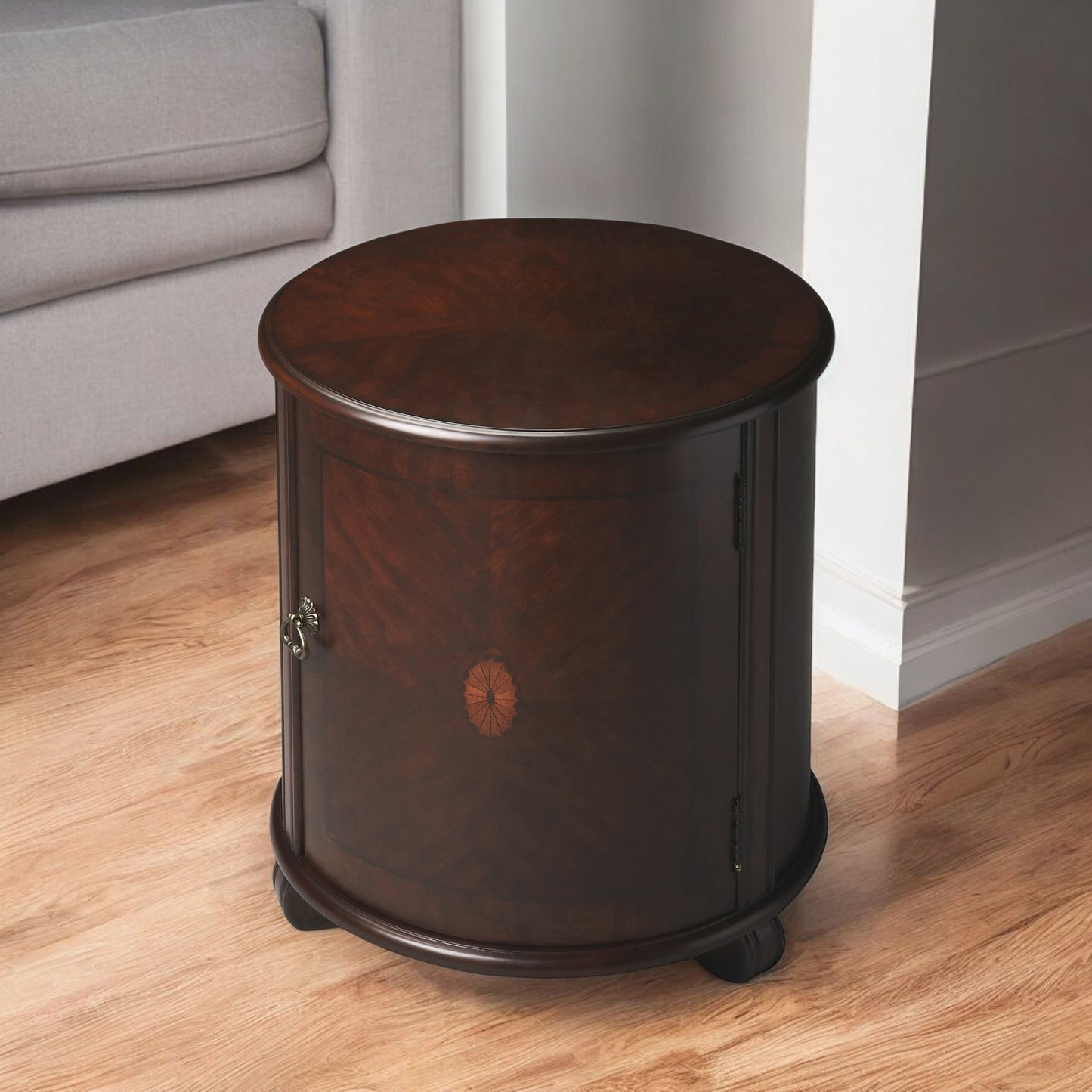 24" Dark Brown Round End Table