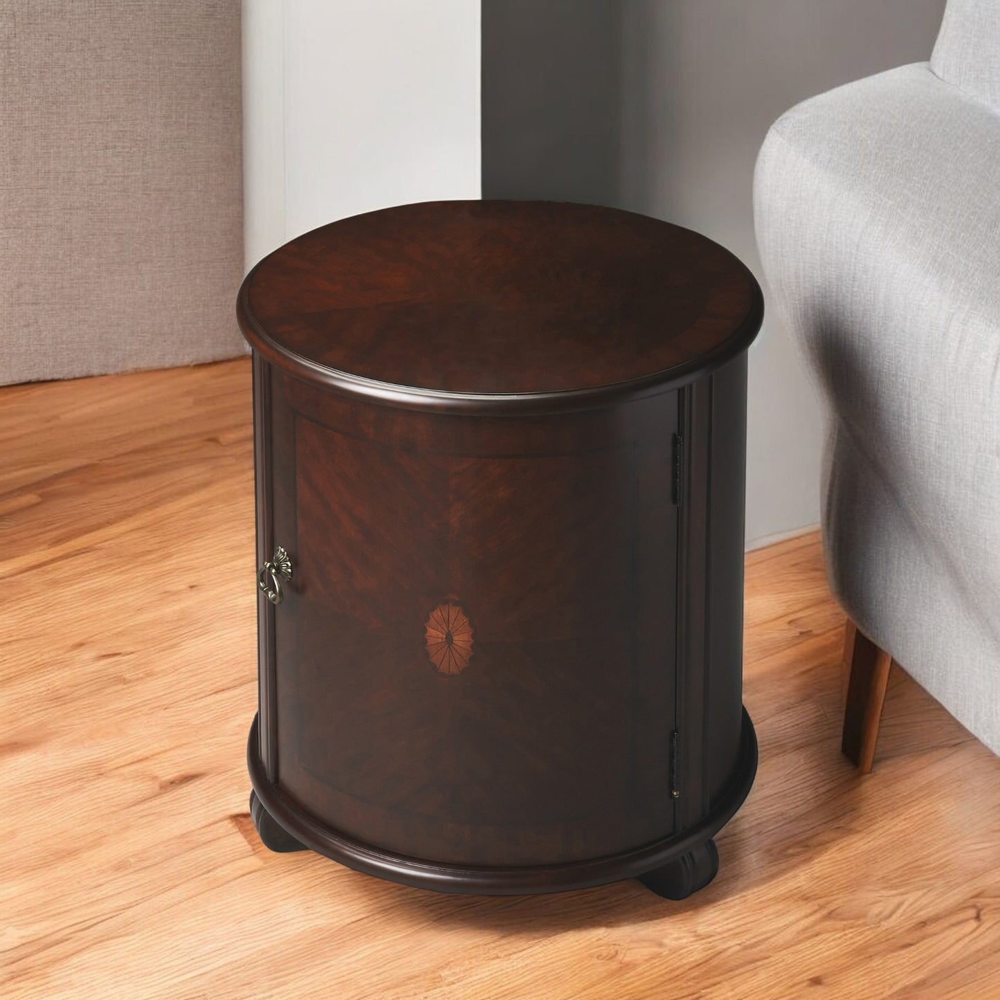 24" Dark Brown Round End Table