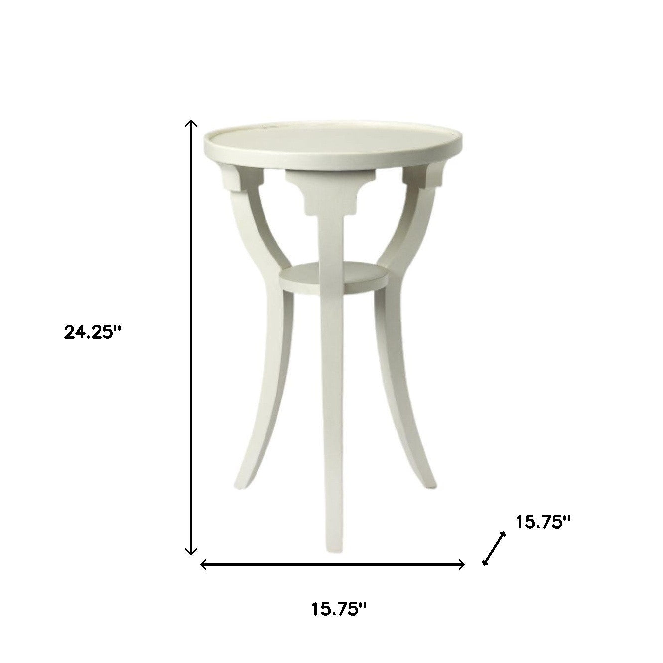 24" White Wood And Solid Wood Round End Table With Shelf