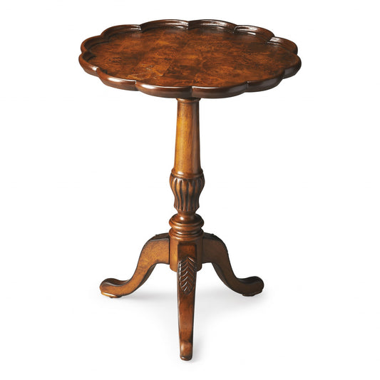 26" Medium Brown And Olive Ash Manufactured Wood Round End Table