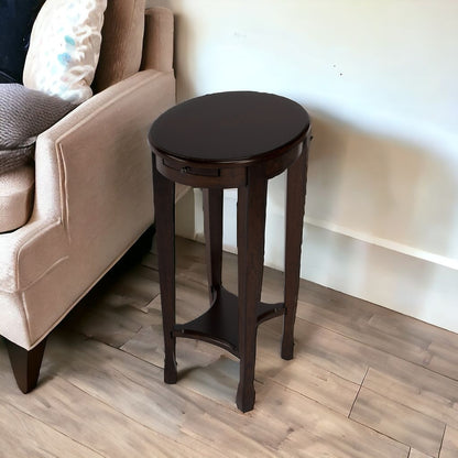 26" Chestnut Oval End Table With Shelf