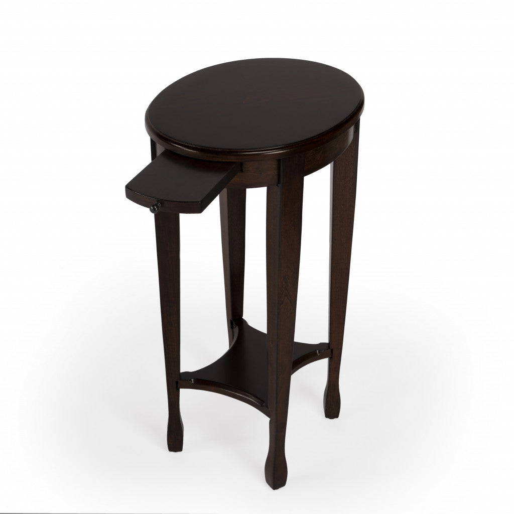 26" Chestnut Oval End Table With Shelf