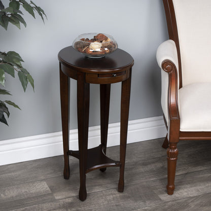 26" Chestnut Oval End Table With Shelf