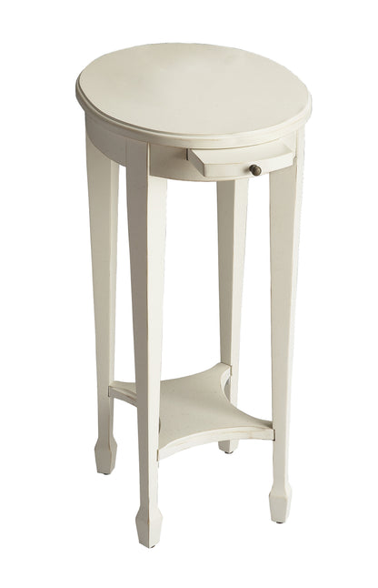 26" White Oval End Table With Shelf