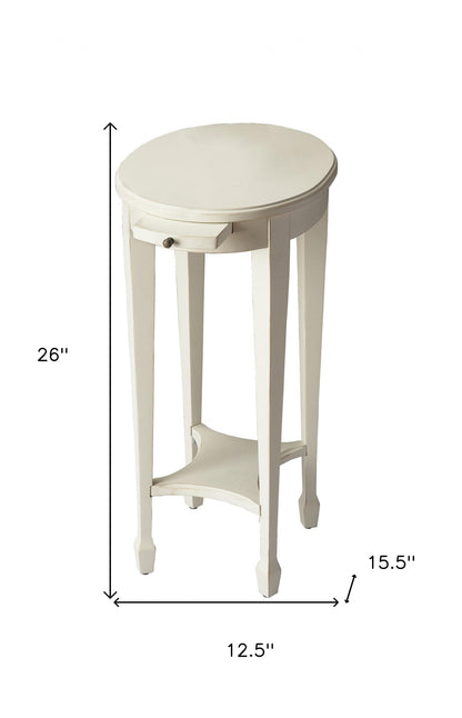 26" White Oval End Table With Shelf