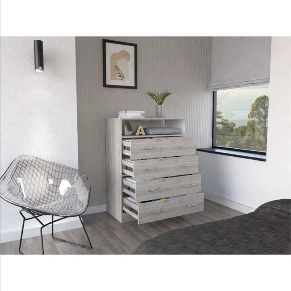 33" Light Grey Manufactured Wood Four Drawer Dresser