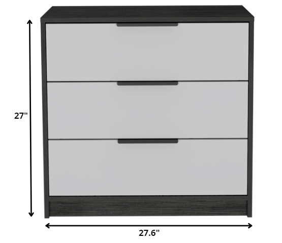 28" White And Smokey Oak Manufactured Wood Three Drawer Dresser