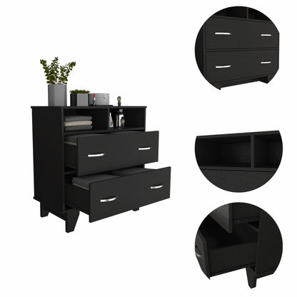 32" Black Manufactured Wood Two Drawer Dresser