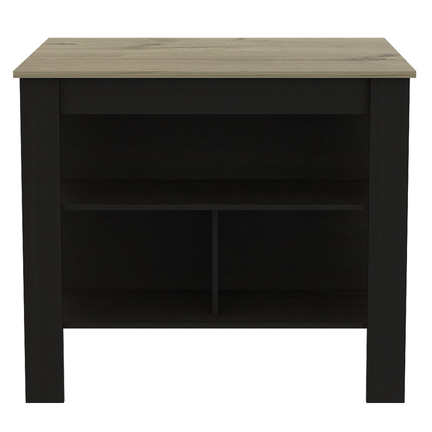 Modern Black Wengue and Light Oak Kitchen Island