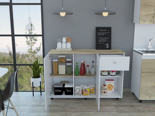 Sleek and Modern White Pine Kitchen Island Cart