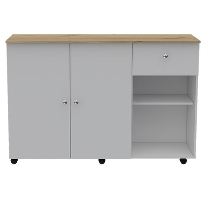 Sleek and Modern White Pine Kitchen Island Cart