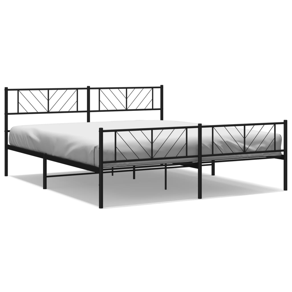 Metal Bed Frame without Mattress with Footboard Black 72"x83.9"