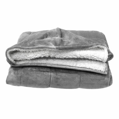 Grey Deluxe Hooded Weighted Velvet Throw Blanket