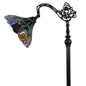 62" Brown Torchiere Floor Lamp With Blue and Yellow Flowers Glass Dome Shade