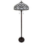 62" Brown Two Light Traditional Shaped Floor Lamp With White Stained Glass Bowl Shade