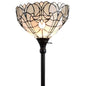 62" Brown Torchiere Floor Lamp With White Tiffany Style Glass Dome Shade