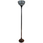 62" Brown Traditional Shaped Floor Lamp With White Peacock Feather Stained Glass Dome Shade