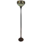 62" Brown Traditional Shaped Floor Lamp With White And Brown Stained Glass Bowl Shade