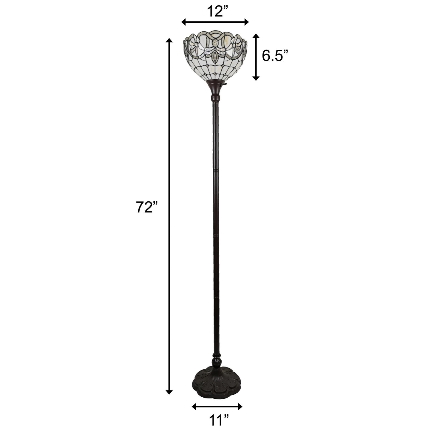 72" Brown Traditional Shaped Floor Lamp With Brown Stained Glass Bowl Shade