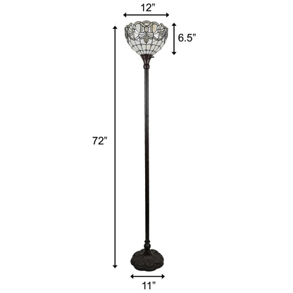 72" Brown Traditional Shaped Floor Lamp With Brown Stained Glass Bowl Shade