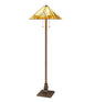 62" Brown Two Light Beige And Brown Geometric Stained Glass Floor Lamp