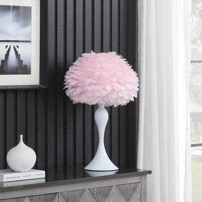 24" Glam Hot Pink Feather and Red Table Lamp