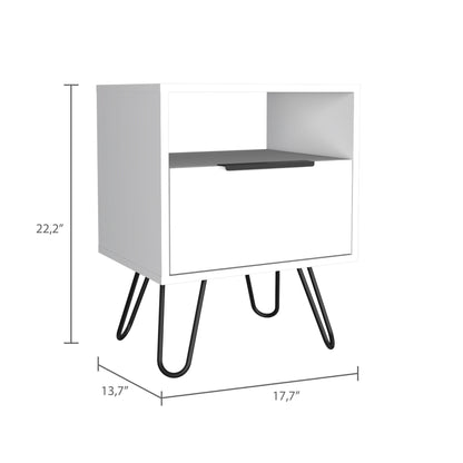 22" White Faux Wood Nightstand With Storage