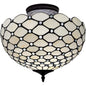 Black and White Tiffany Style Two Light Semi Flush Ceiling Lamp