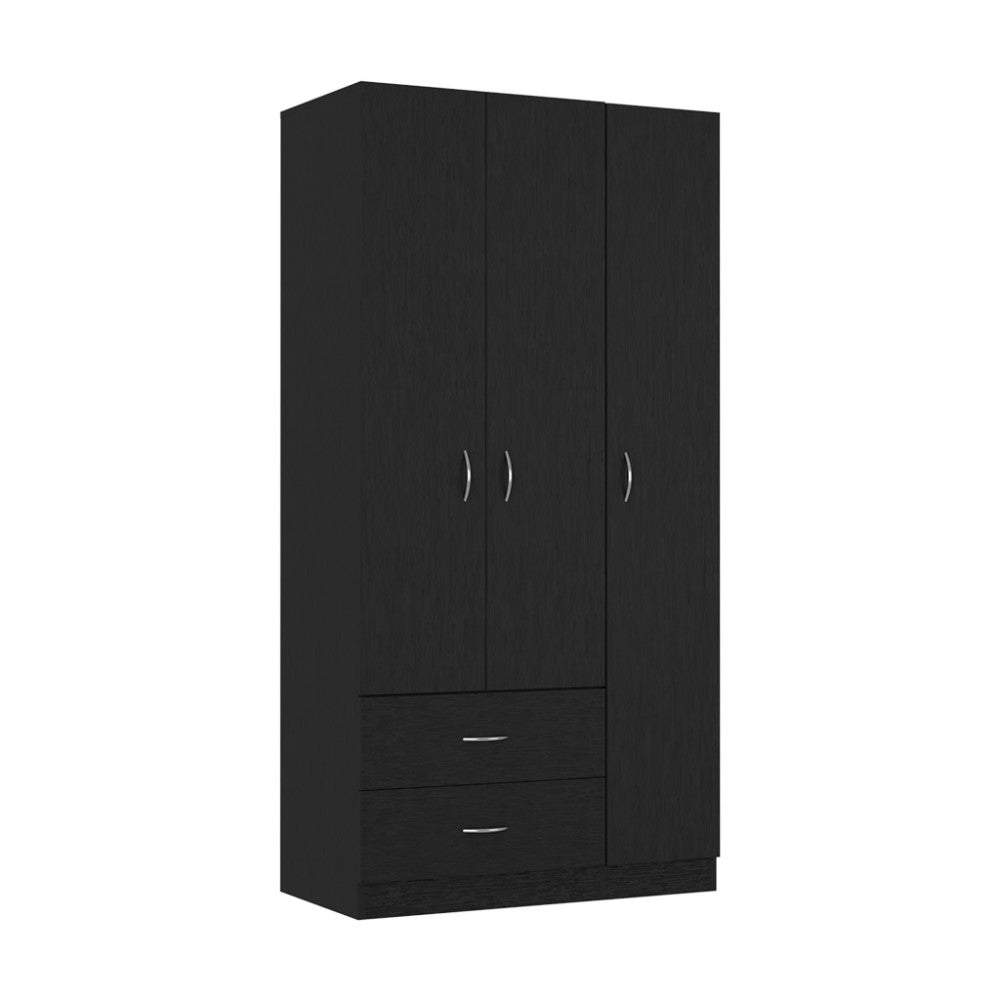 71" Black Manufactured Wood Two Drawer Combo Dresser